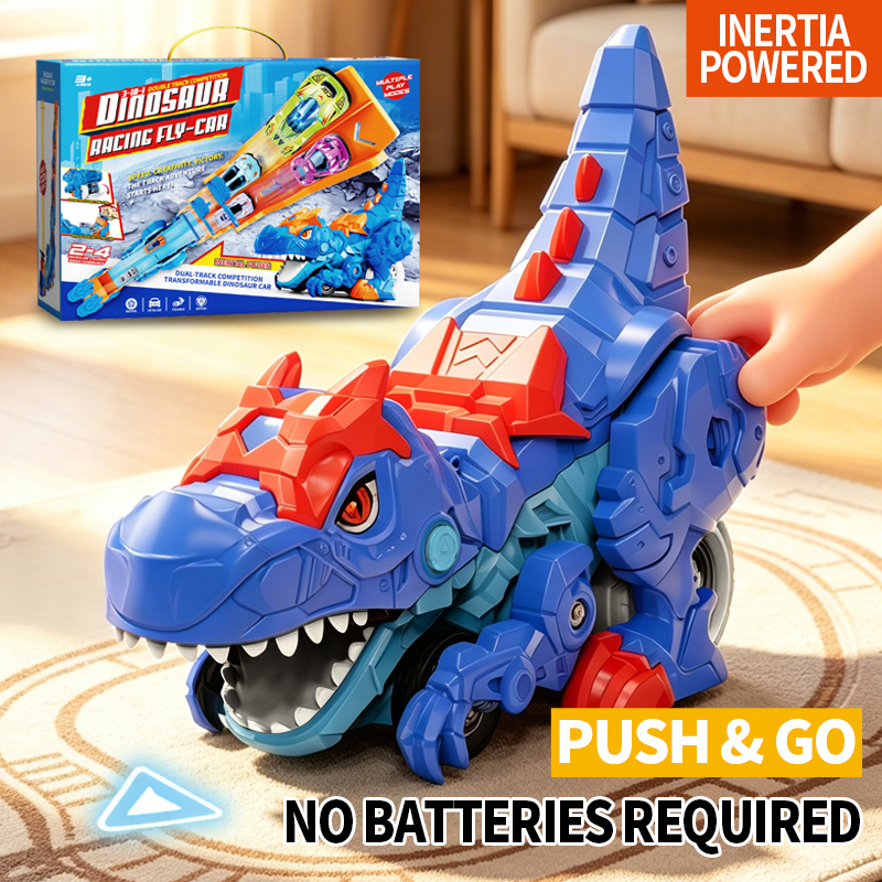 Dinosaur Transforming Dual-Track Catapult Car Toy Set